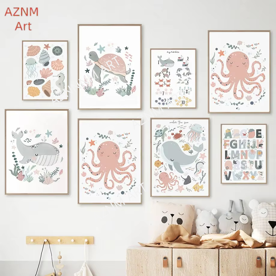 Baby Nursery Gender Neutral - Under the Sea Nursery Wall Art