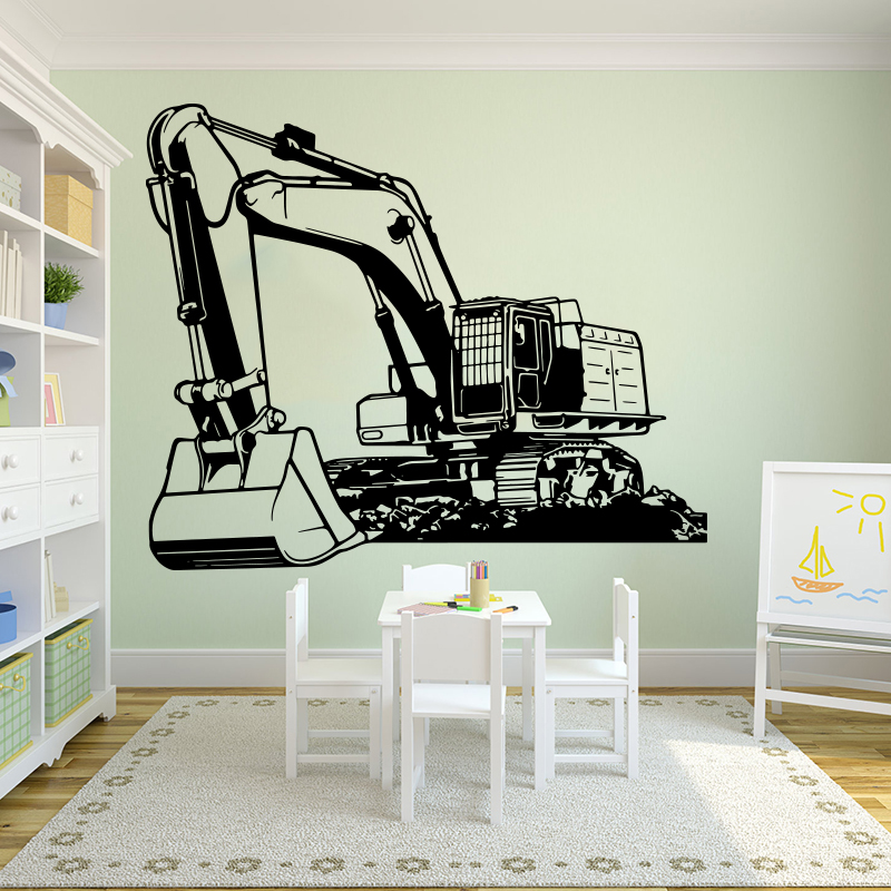Baby Nursery Wall Stickers - Large Heavy Equipmen Excavator Digger Wall
