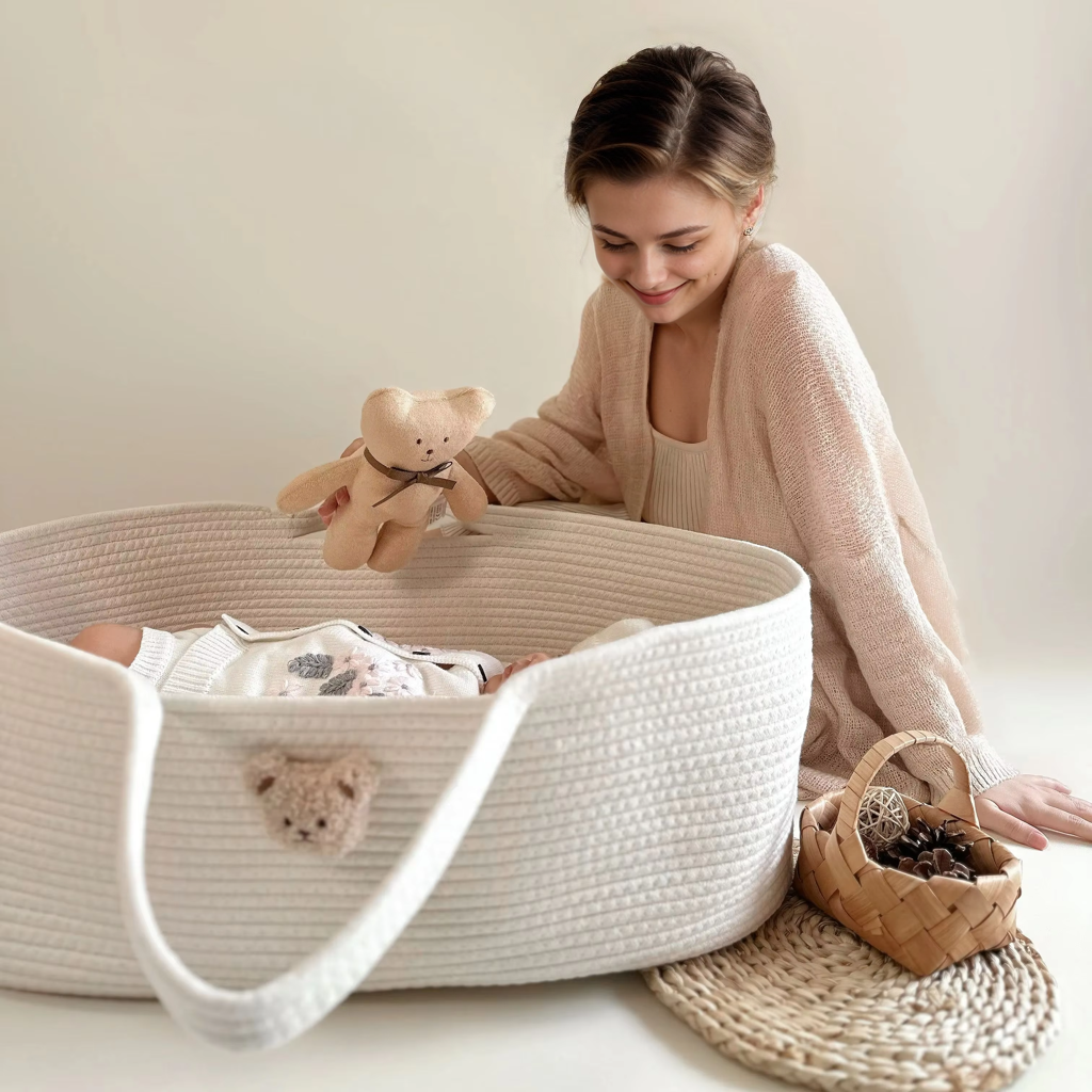 Baby Nursery Basket - 1PCS Baby Sleeping Cradle, Cotton Rope