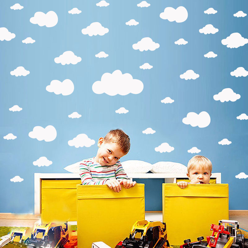 Baby Nursery Wall Stickers - 68 Pcs DIY Clouds Wall Stickers
