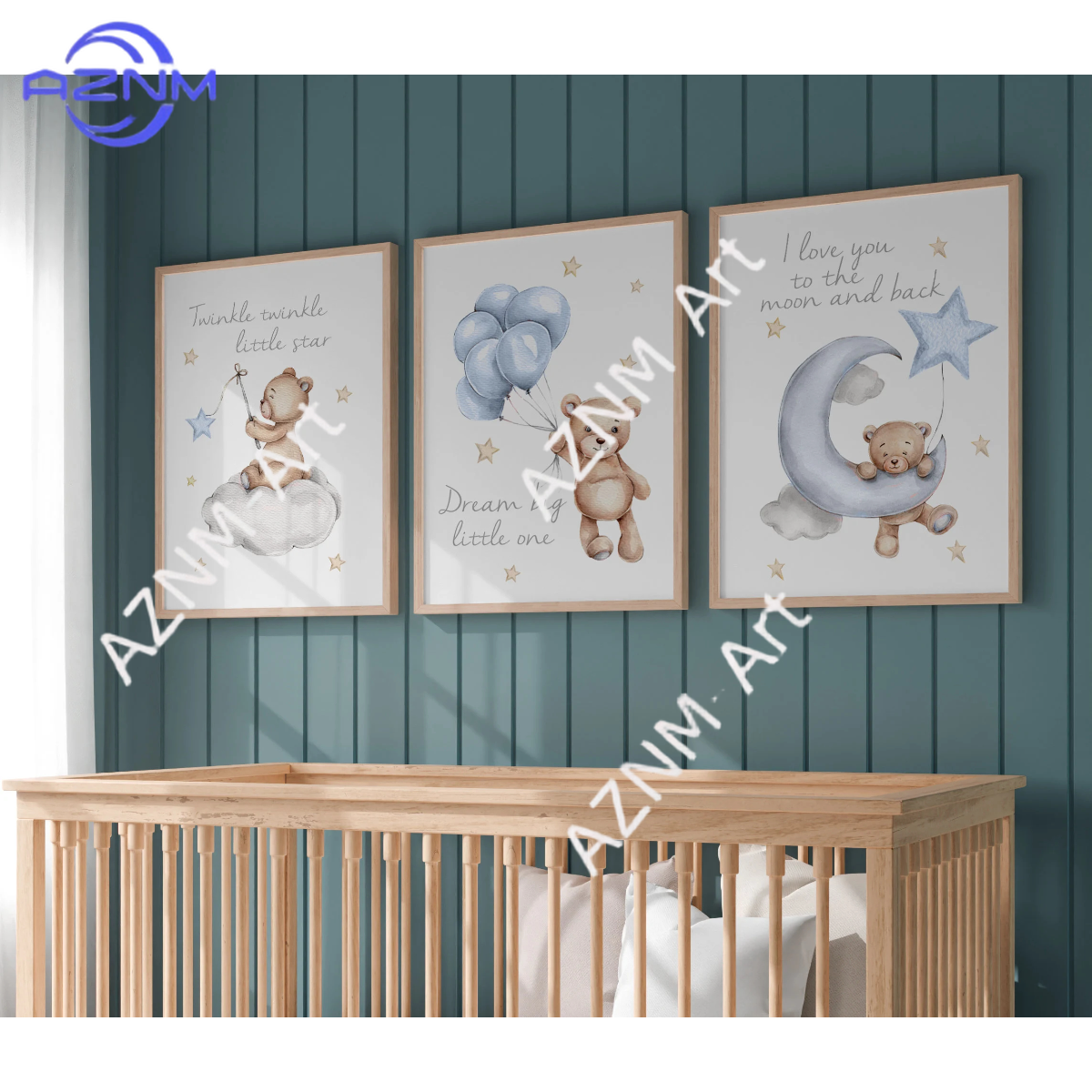 Baby Nursery Gender Neutral - 1/3Pcs set of 3 nursery prints,teddy