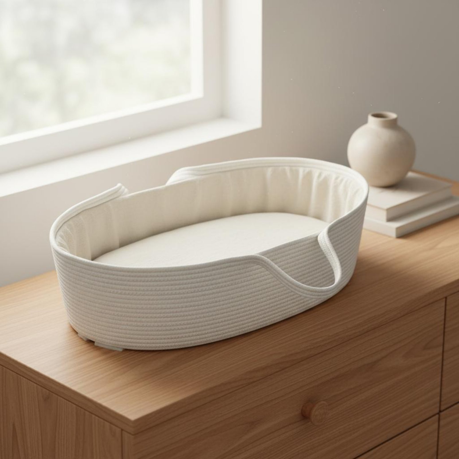 Baby Nursery Basket - Cotton Rope Baby Crib Multi-Use Newborn