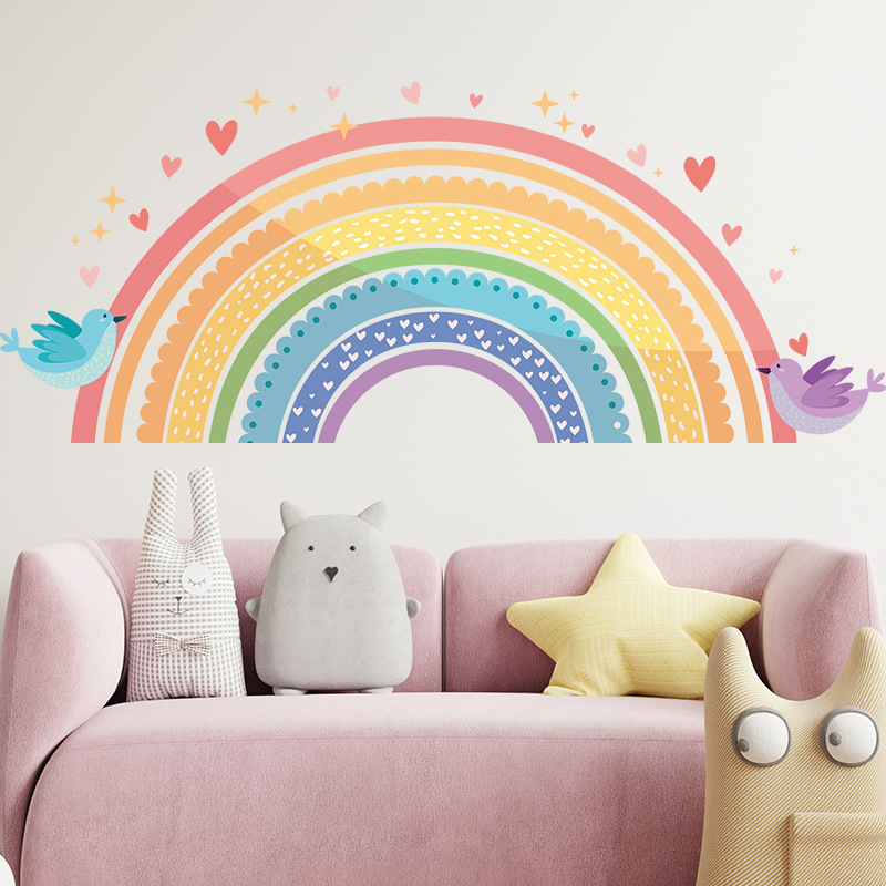 Baby Nursery Wall Stickers - Colorful Rainbow Bird Love Wall Stickers