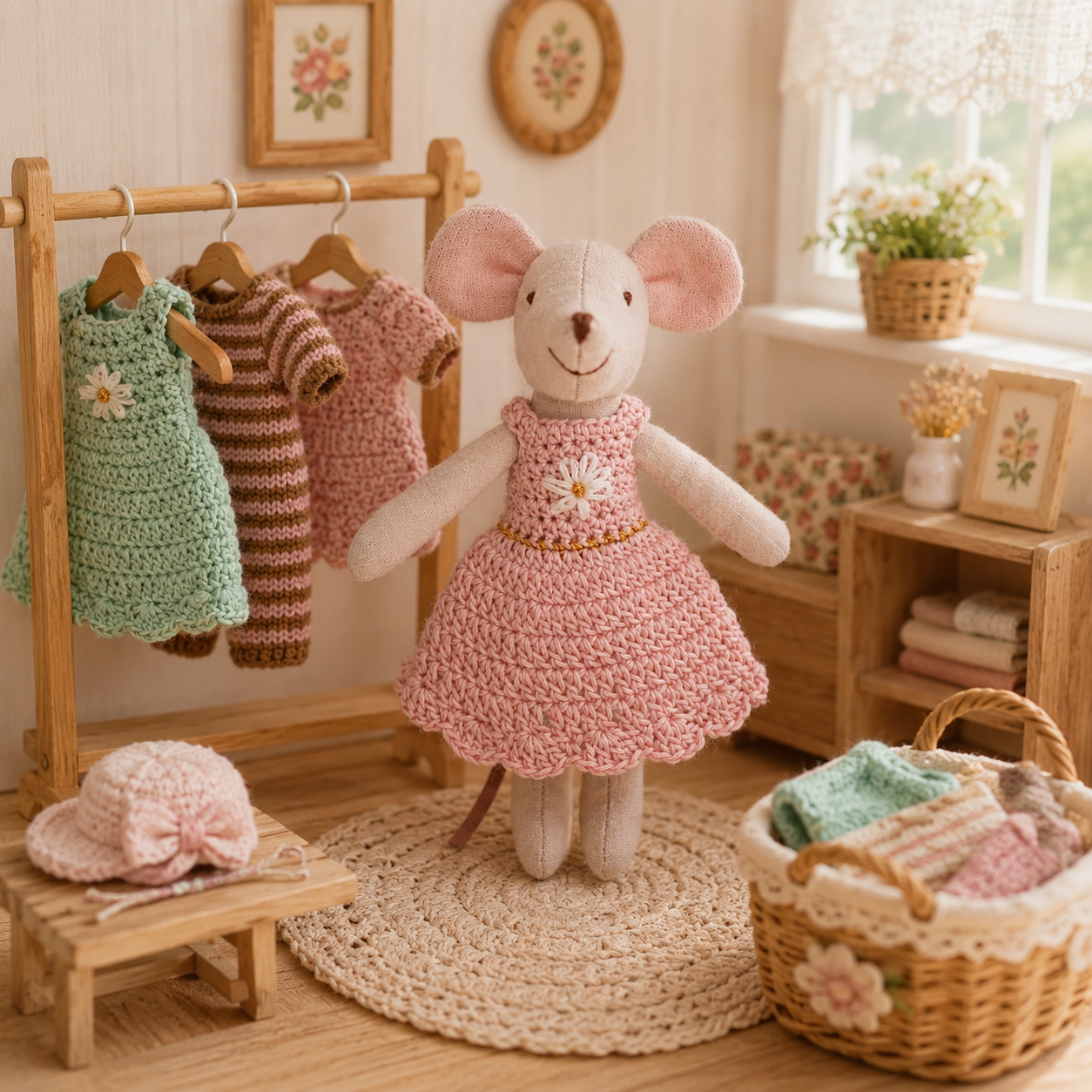 Handmade Crochet Mouse Doll, C - Baby Nursery Uniform recensione e prezzo