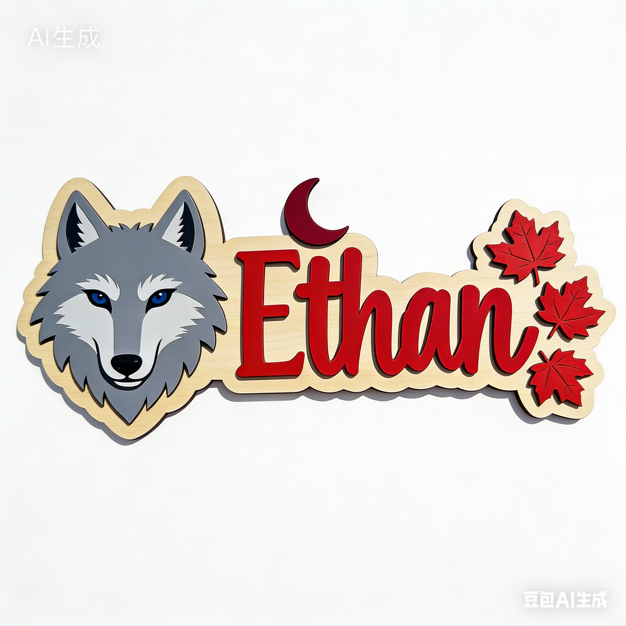 Personalized Wolf Head Maple L - Baby Nursery Name Wall Art recensione e prezzo