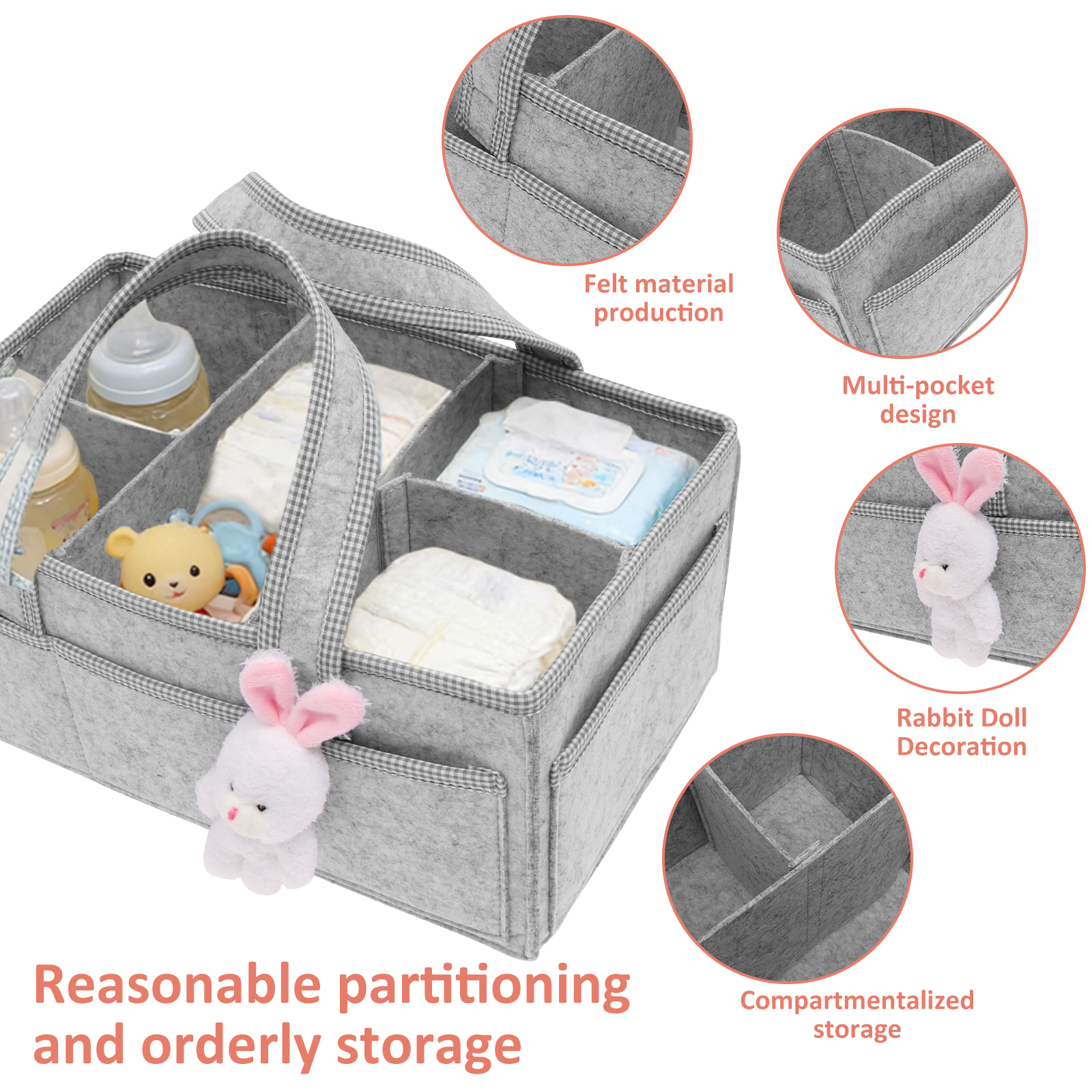 Baby Diaper Caddy Felt Baby Di - Baby Nursery Basket recensione e prezzo