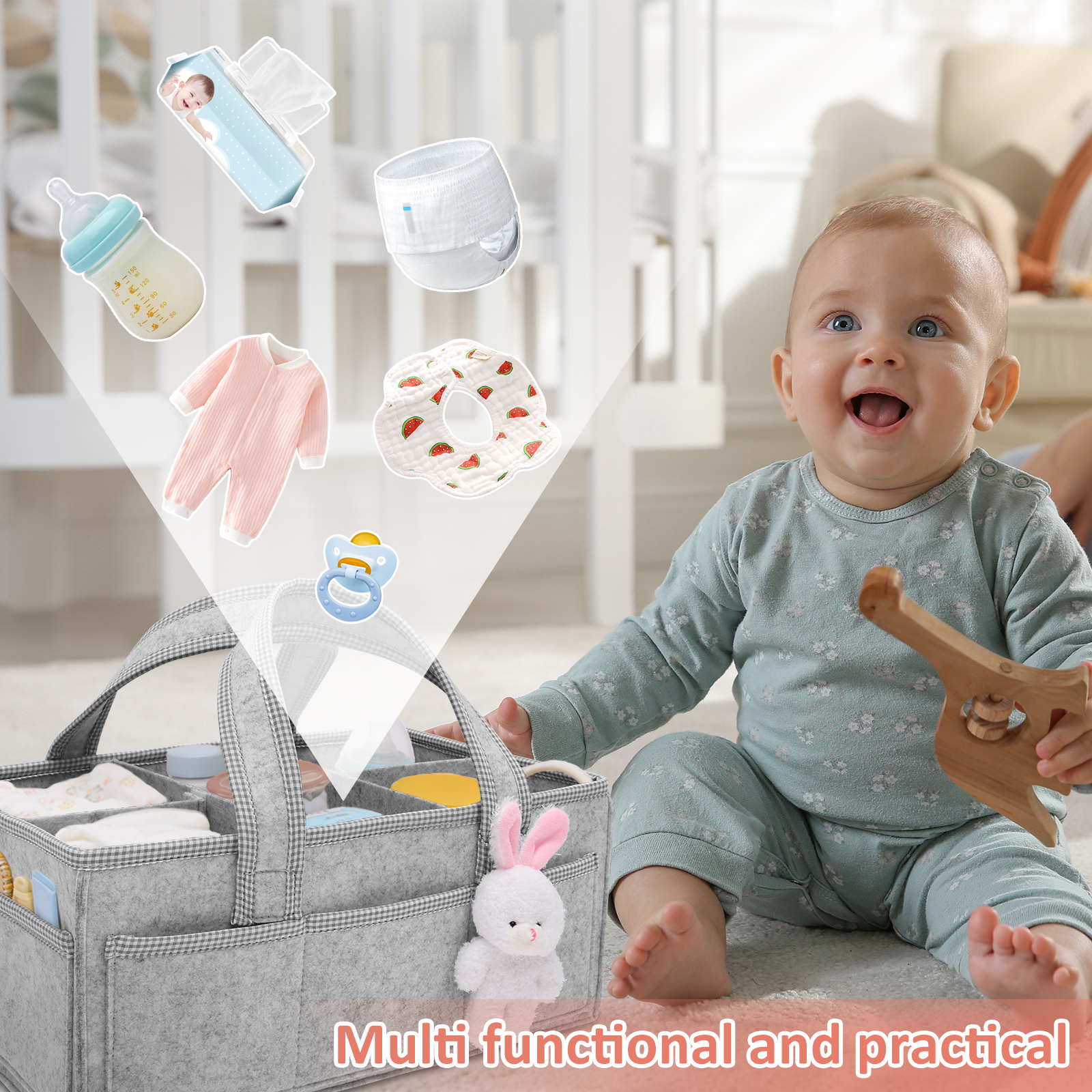 Baby Diaper Caddy Felt Baby Di - Baby Nursery Basket recensione e prezzo