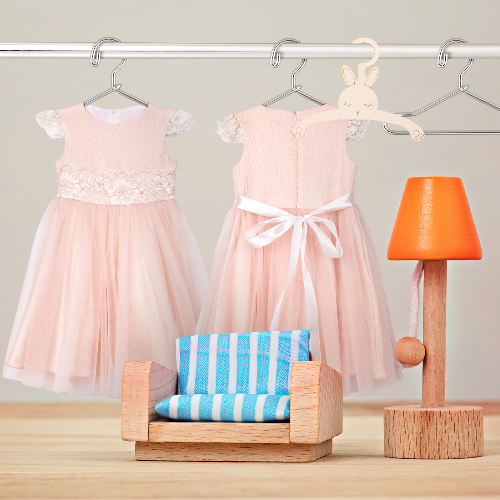 5pcs Wooden Rabbit Hangers Reu - Baby Nursery Uniform recensione e prezzo