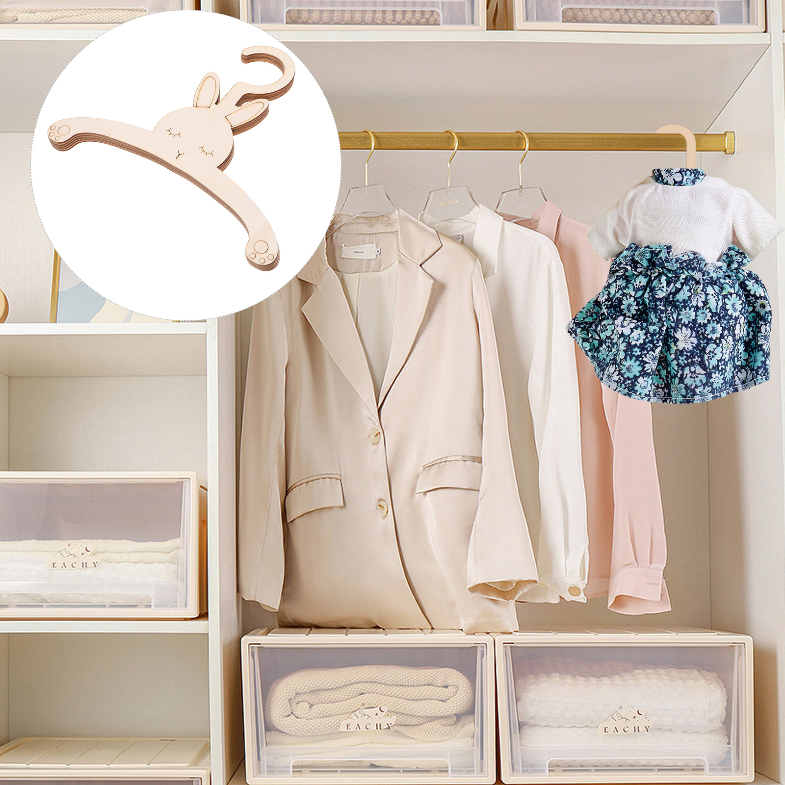 5pcs Wooden Rabbit Hangers Reu - Baby Nursery Uniform recensione e prezzo