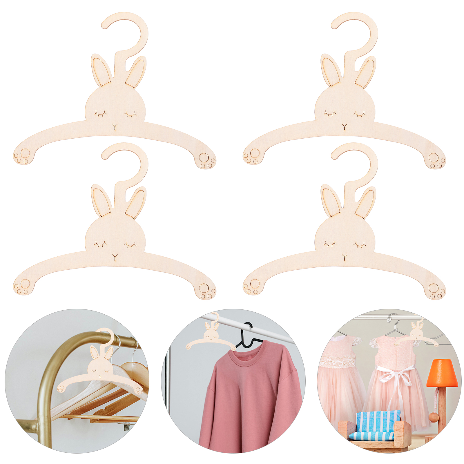 5pcs Wooden Rabbit Hangers Reu - Baby Nursery Uniform recensione e prezzo