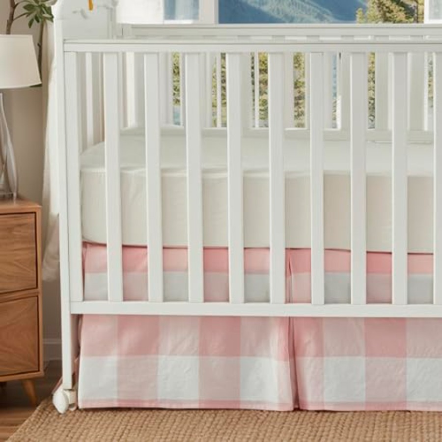 Crib Skirt Gingham Tailored Ba - Baby Nursery Gender Neutral recensione e prezzo