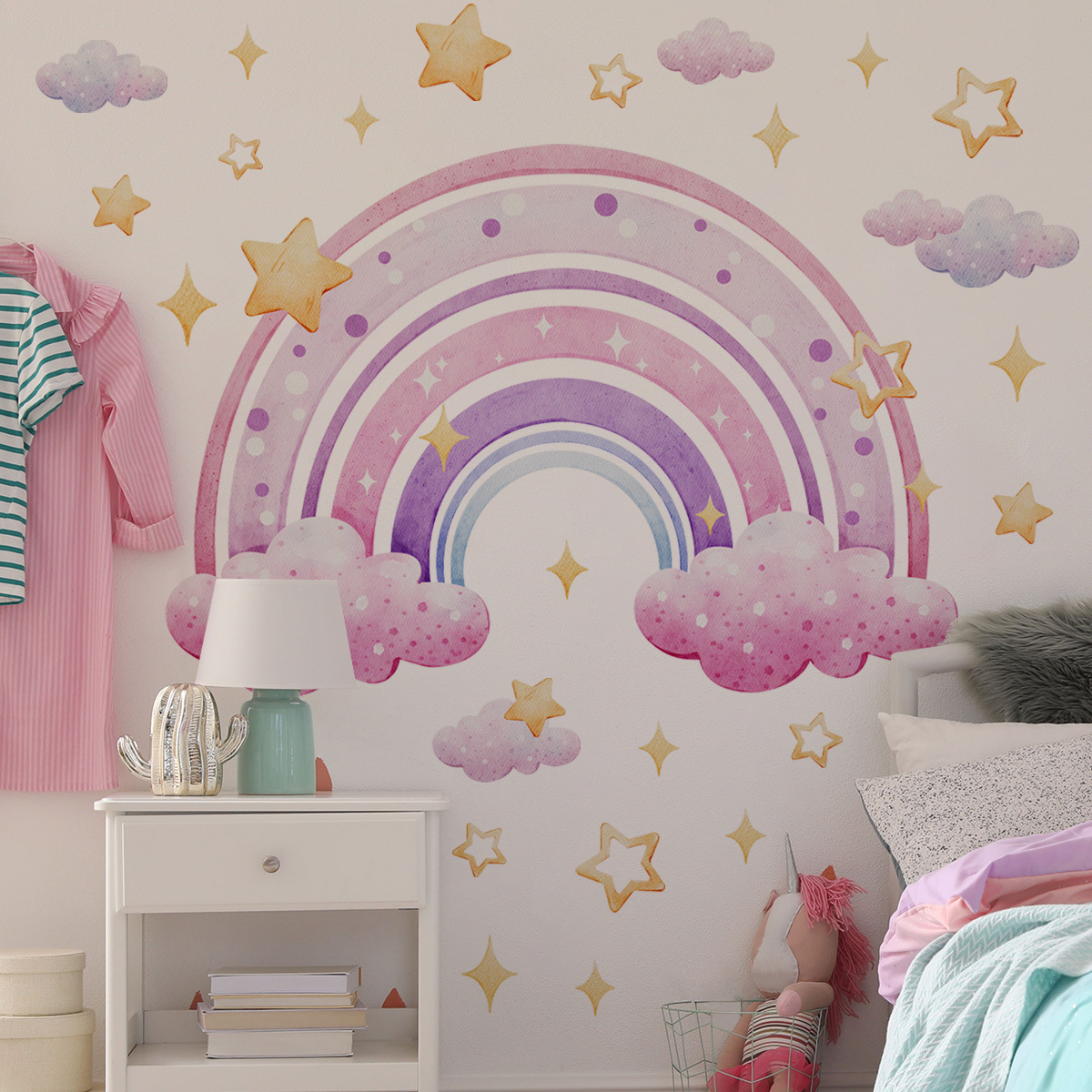 Colorful Rainbow Stars Cloud W - Baby Nursery Wall Stickers recensione e prezzo