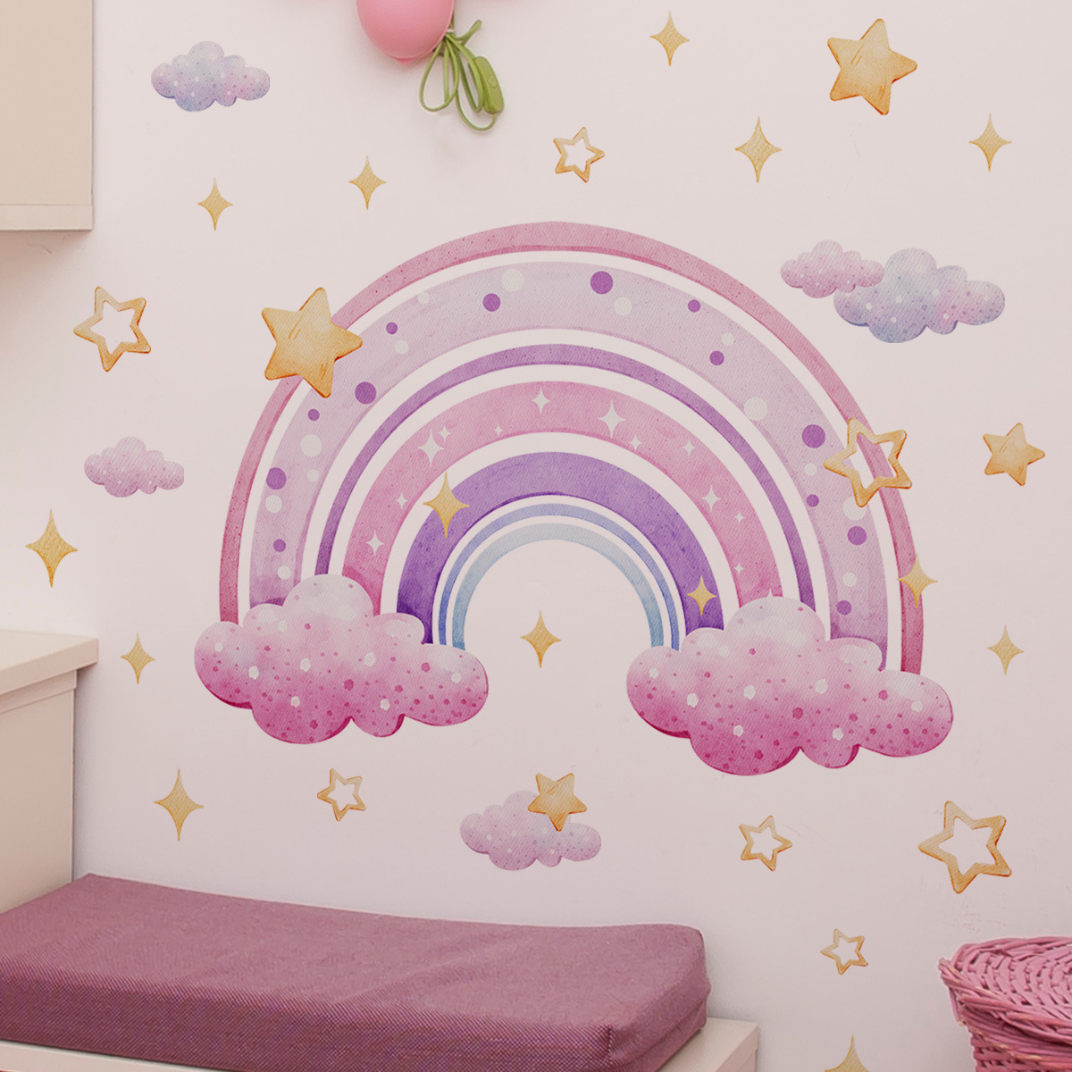 Colorful Rainbow Stars Cloud W - Baby Nursery Wall Stickers recensione e prezzo