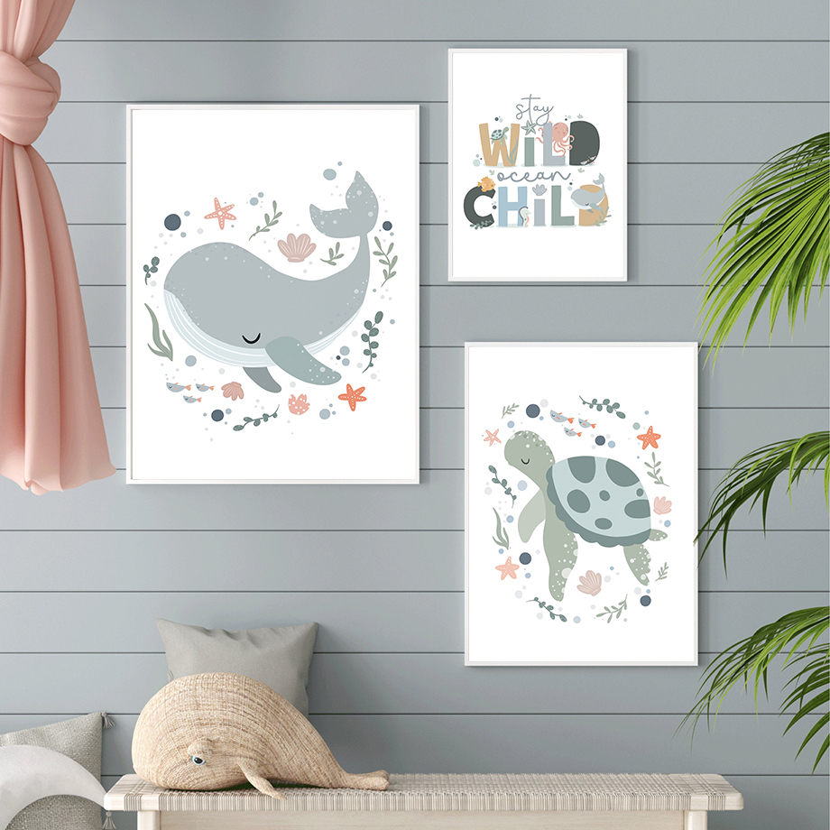 1pc frameless  Marine Life Oct - Baby Nursery Name Wall Art recensione e prezzo