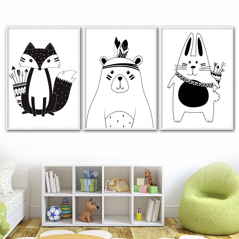 Black White Cartoon Bear Rabbi - Baby Nursery Name Wall Art recensione e prezzo
