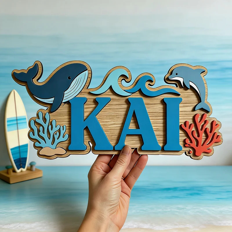 Ocean Whale Dolphin Themed Cus - Baby Nursery Name Wall Art recensione e prezzo