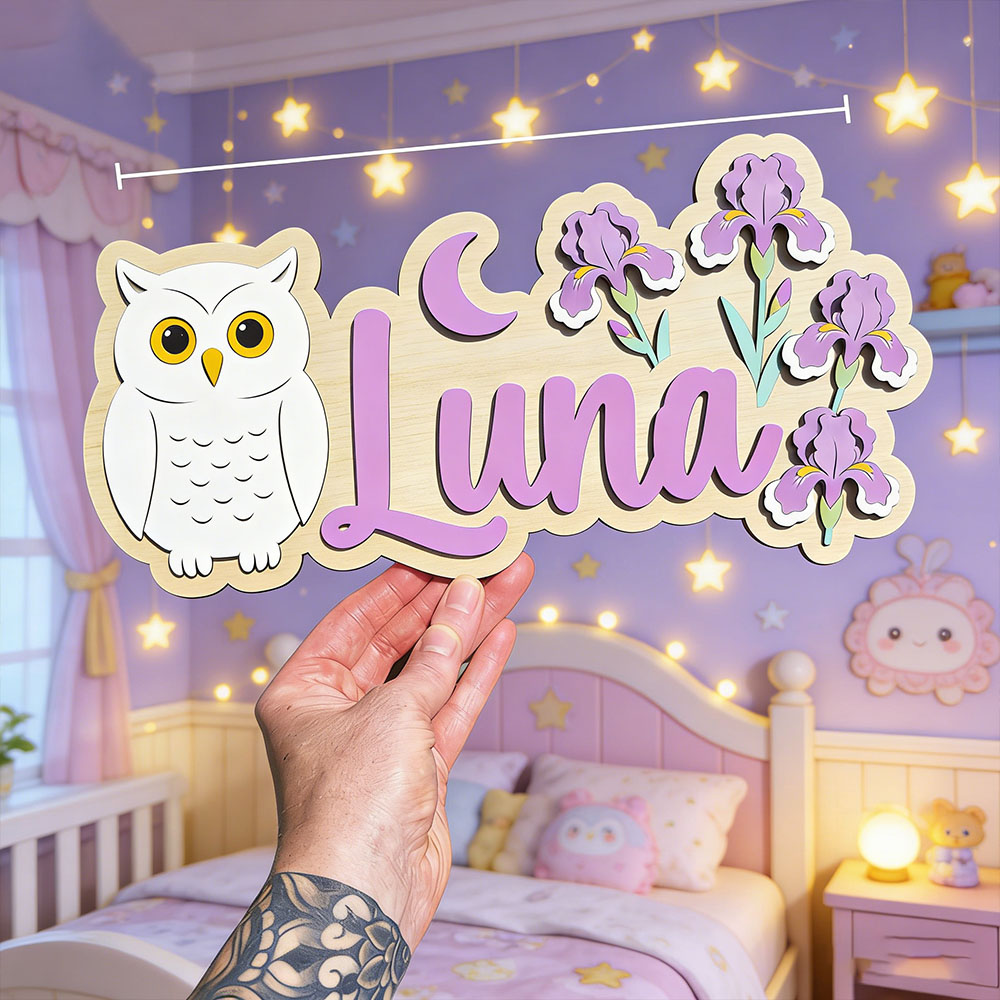 Personalized White Owl Crescen - Baby Nursery Name Wall Art recensione e prezzo