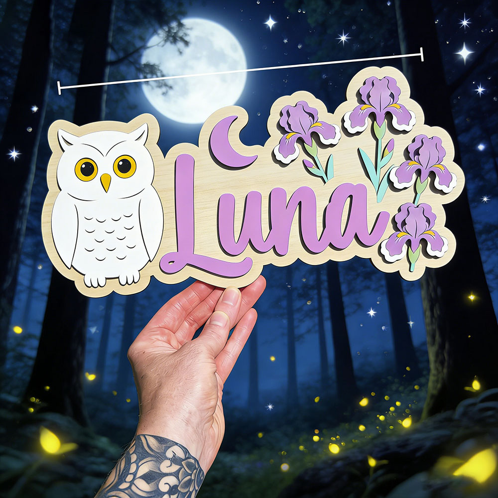 Personalized White Owl Crescen - Baby Nursery Name Wall Art recensione e prezzo