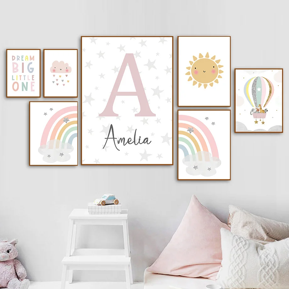Giraffe Elephant Hot Balloon S - Baby Nursery Name Wall Art recensione e prezzo