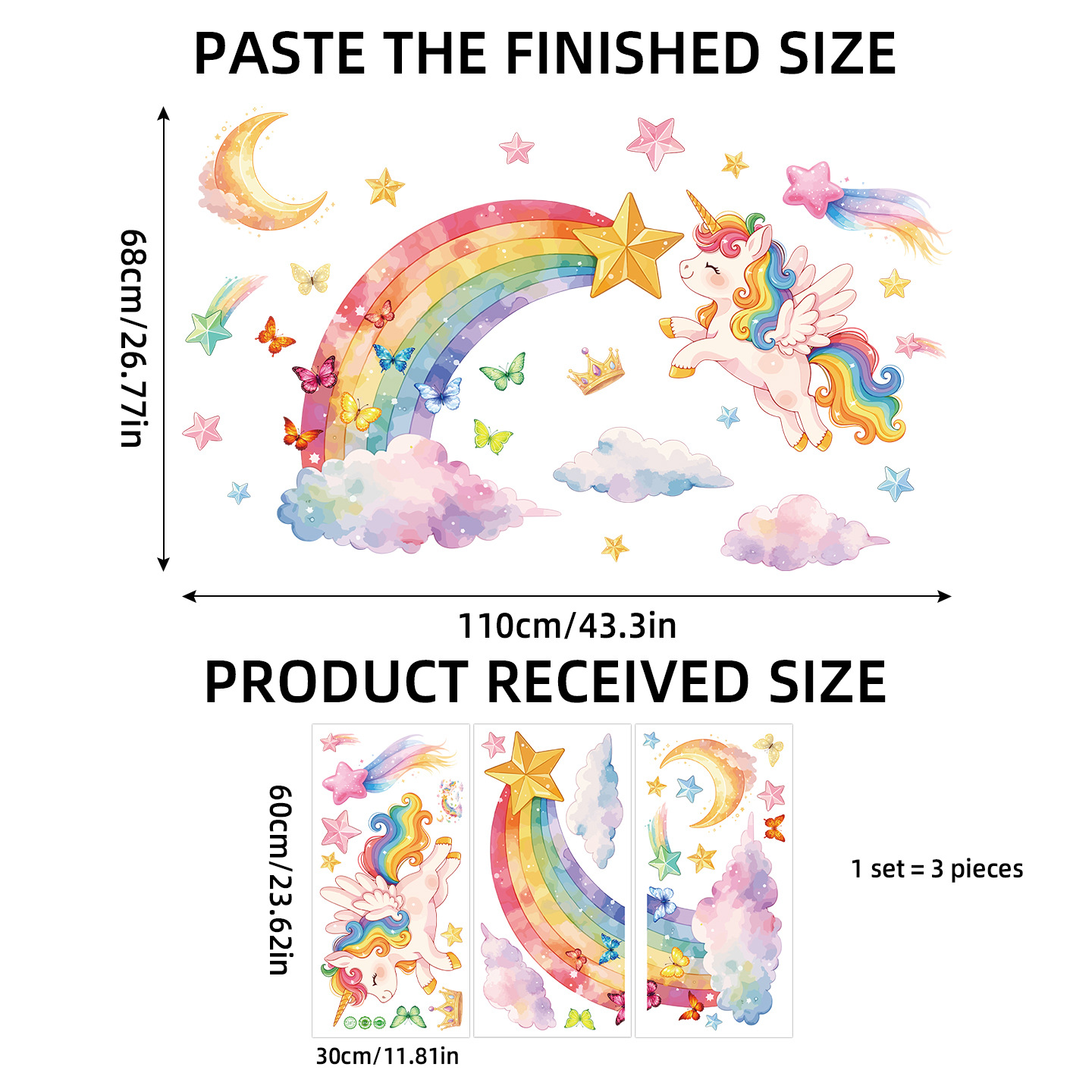 Unicorn Rainbow Butterfly Wall - Baby Nursery Wall Stickers recensione e prezzo