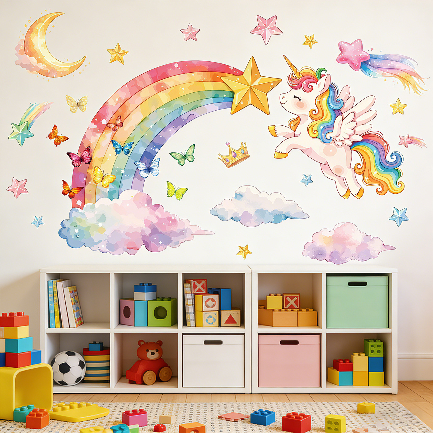 Unicorn Rainbow Butterfly Wall - Baby Nursery Wall Stickers recensione e prezzo