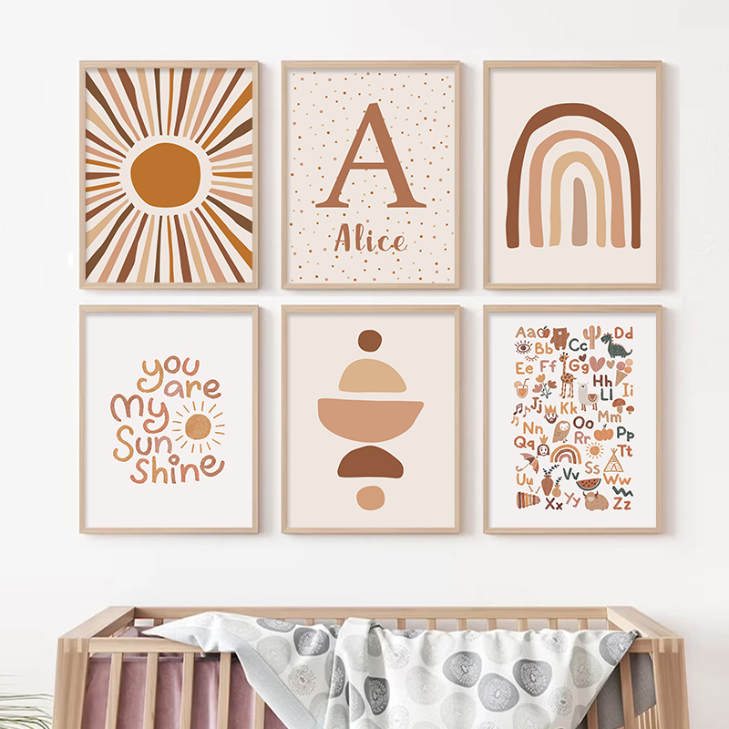 Abstract Sun Rainbow Custom Ba - Baby Nursery Name Wall Art recensione e prezzo
