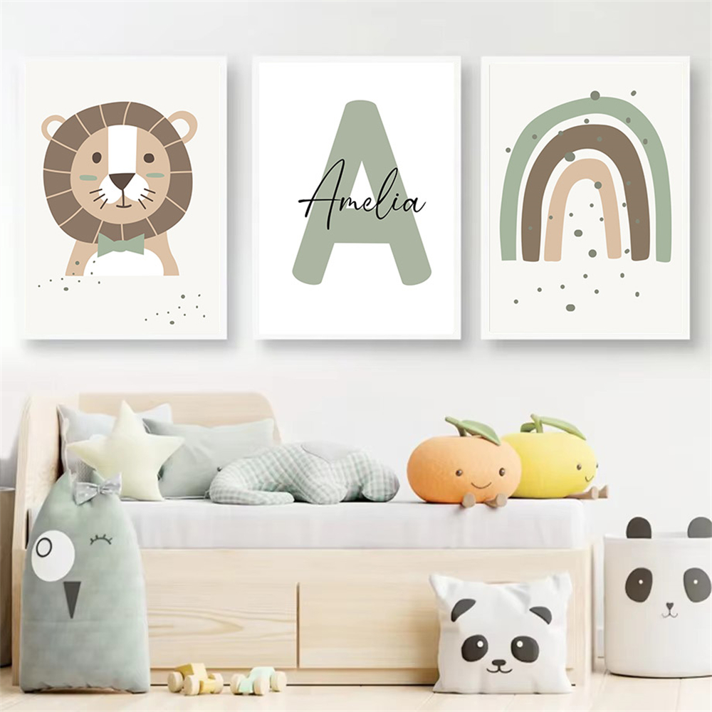 Lion Canvas Print Custom Name  - Baby Nursery Green recensione e prezzo