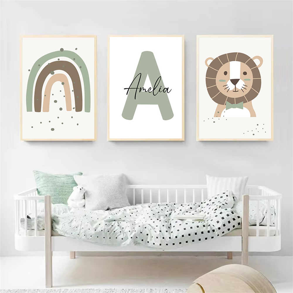 Lion Canvas Print Custom Name  - Baby Nursery Green recensione e prezzo