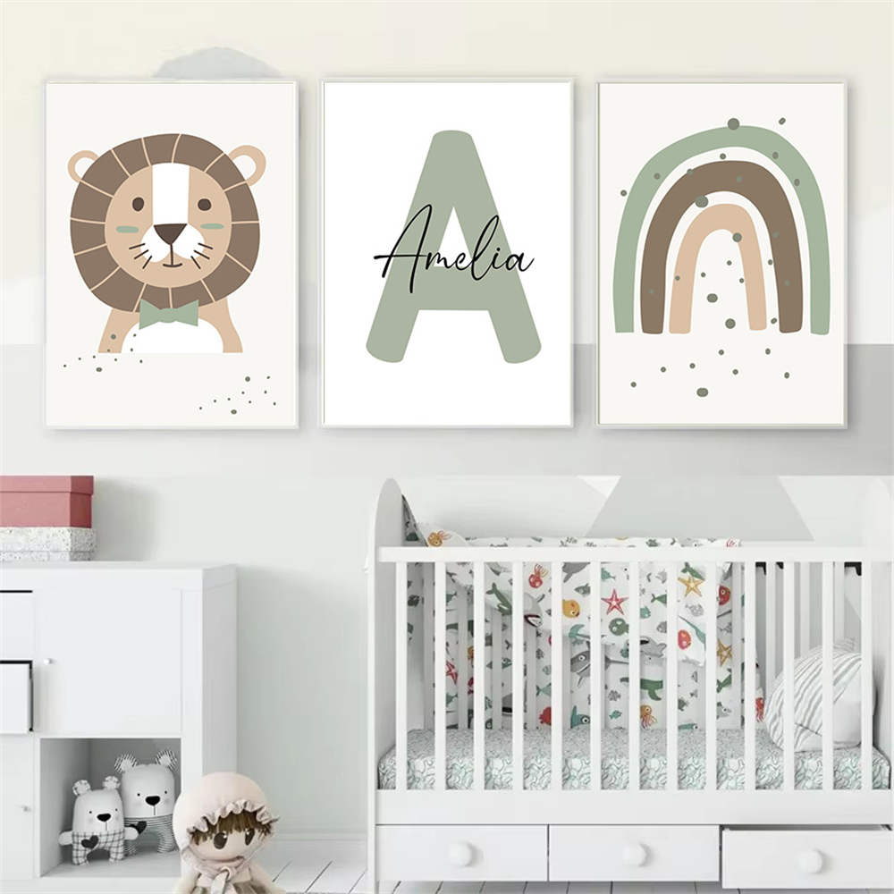Lion Canvas Print Custom Name  - Baby Nursery Green recensione e prezzo