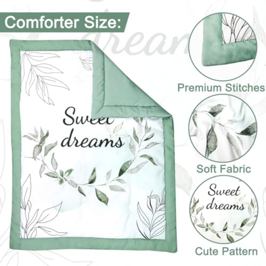 Green Crib Bedding Set 4-Piece - Baby Nursery Green recensione e prezzo
