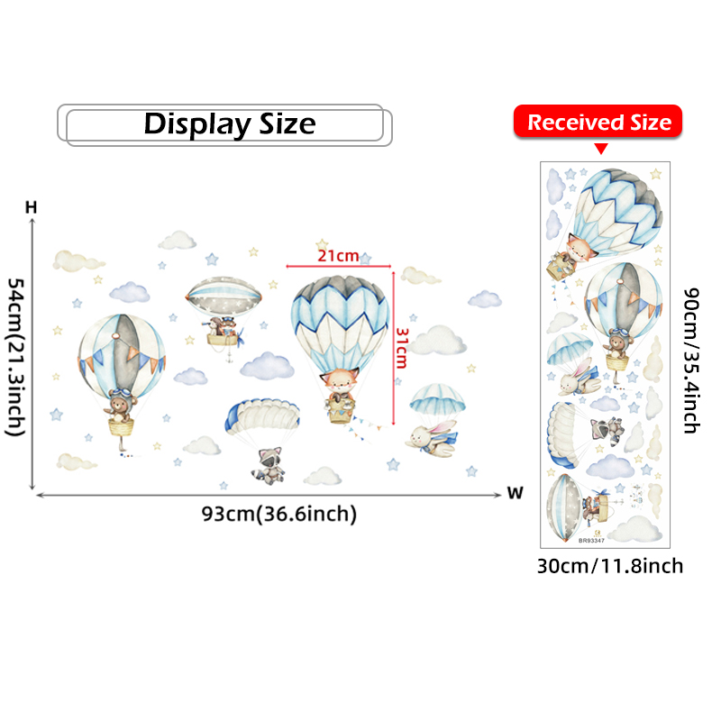 Cartoon Cute Animals Hot Air B - Baby Nursery Wall Stickers recensione e prezzo