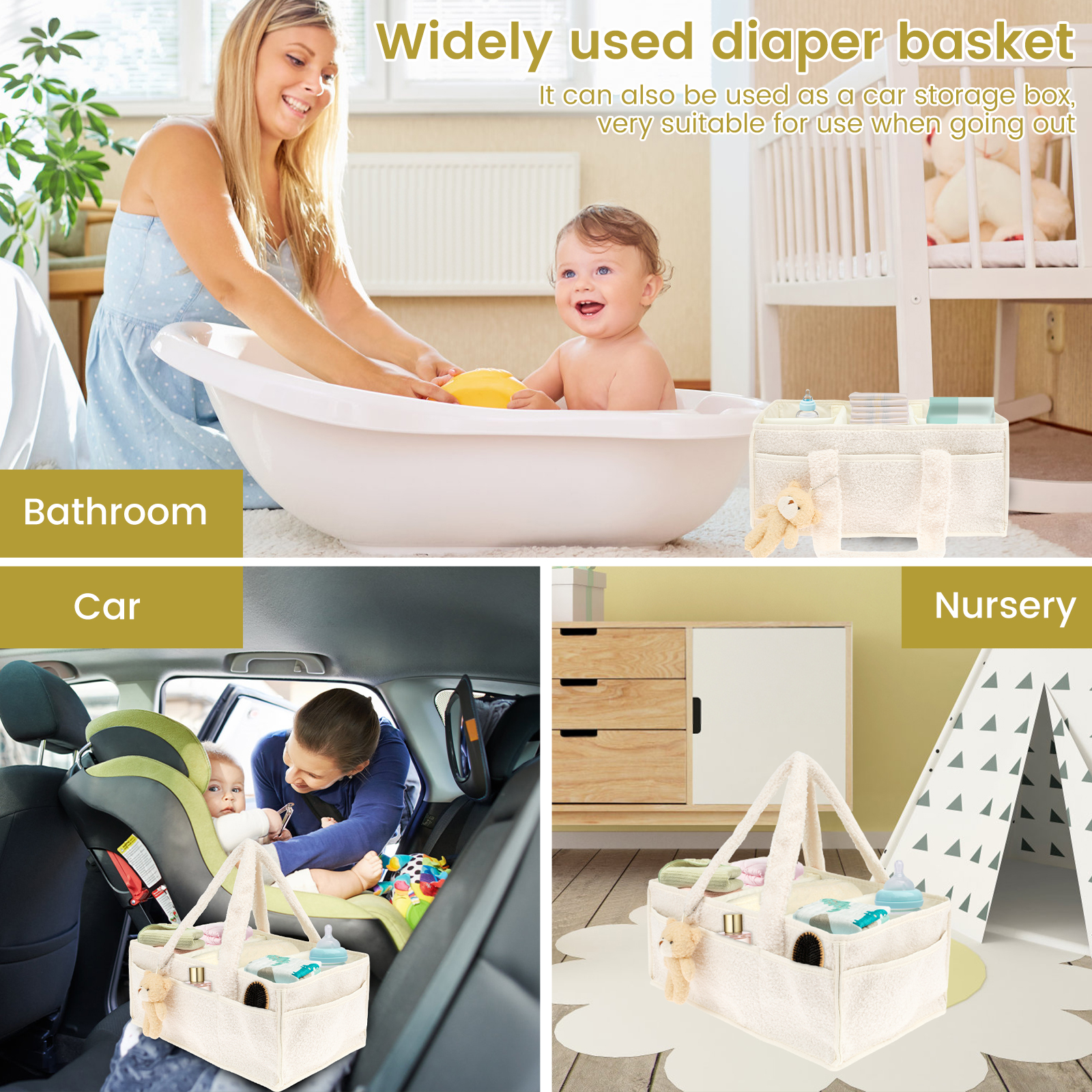 Diaper Bag for Baby Newborn Po - Baby Nursery Basket recensione e prezzo