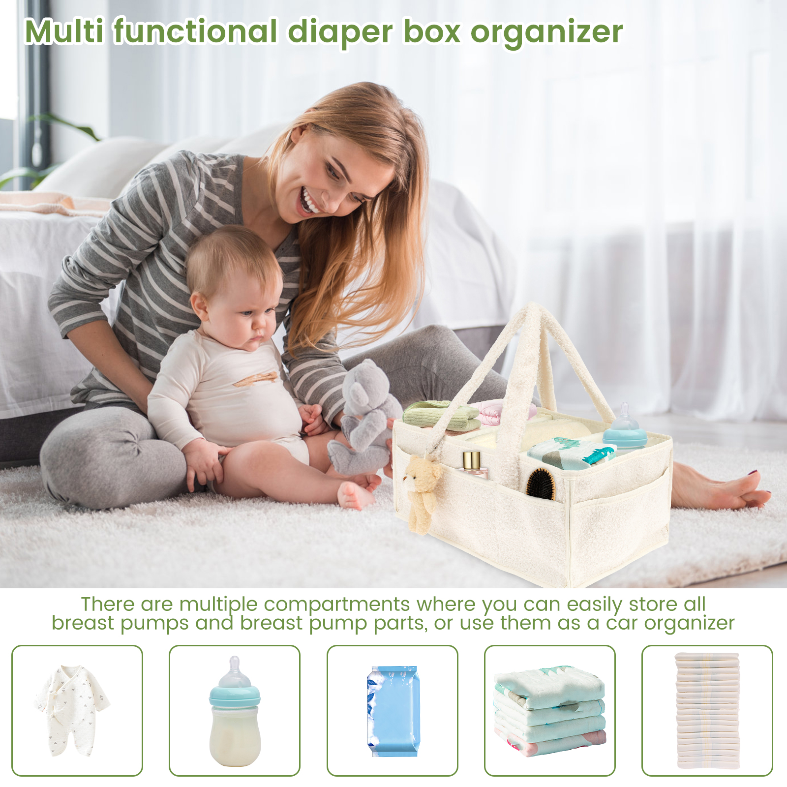 Diaper Bag for Baby Newborn Po - Baby Nursery Basket recensione e prezzo