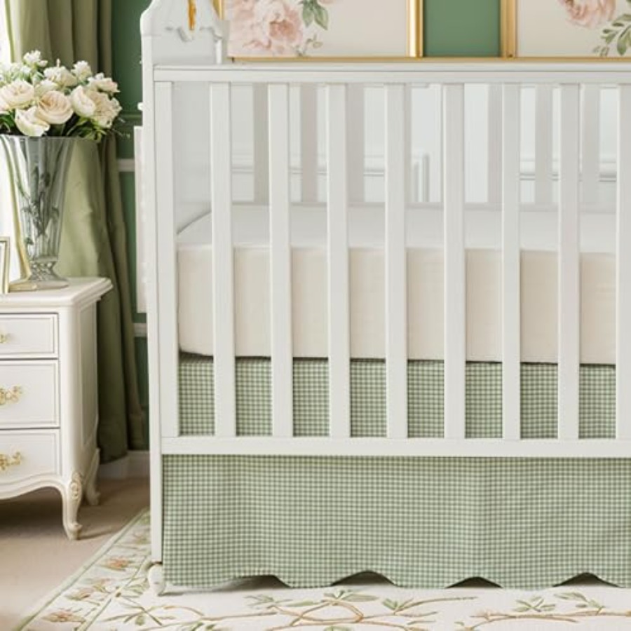 Scallop Edge Cotton Crib Skirt - Baby Nursery Gender Neutral recensione e prezzo