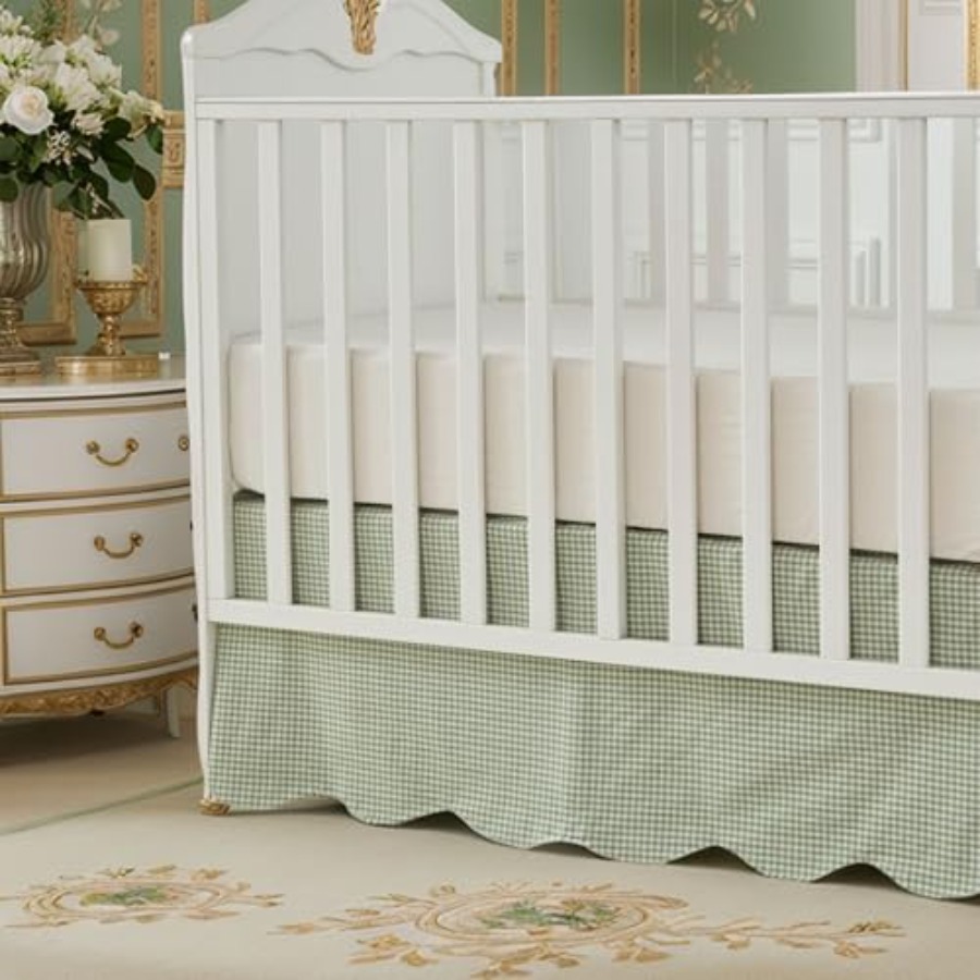 Scallop Edge Cotton Crib Skirt - Baby Nursery Gender Neutral recensione e prezzo