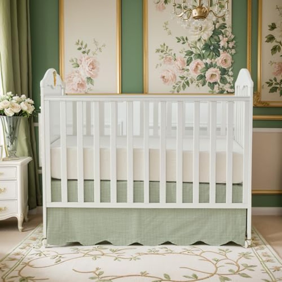 Scallop Edge Cotton Crib Skirt - Baby Nursery Gender Neutral recensione e prezzo