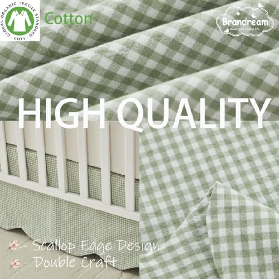 Scallop Edge Cotton Crib Skirt - Baby Nursery Gender Neutral recensione e prezzo