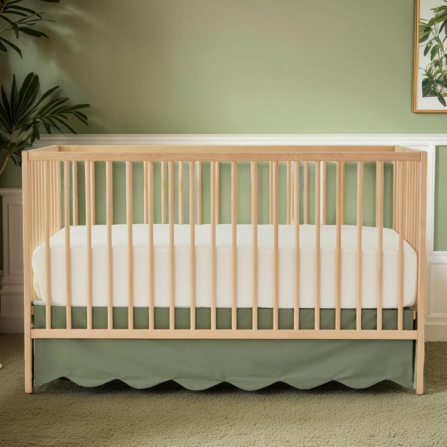 Scallop Edge Cotton Crib Skirt - Baby Nursery Green recensione e prezzo