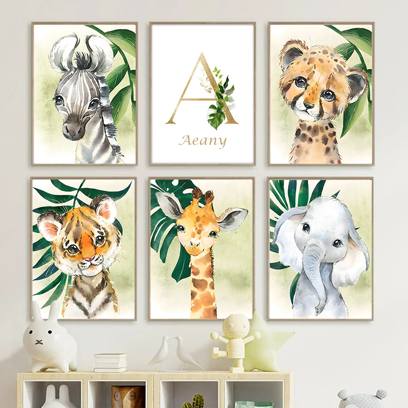 Gold Kids Name Poster Jungle A - Baby Nursery Name Wall Art recensione e prezzo
