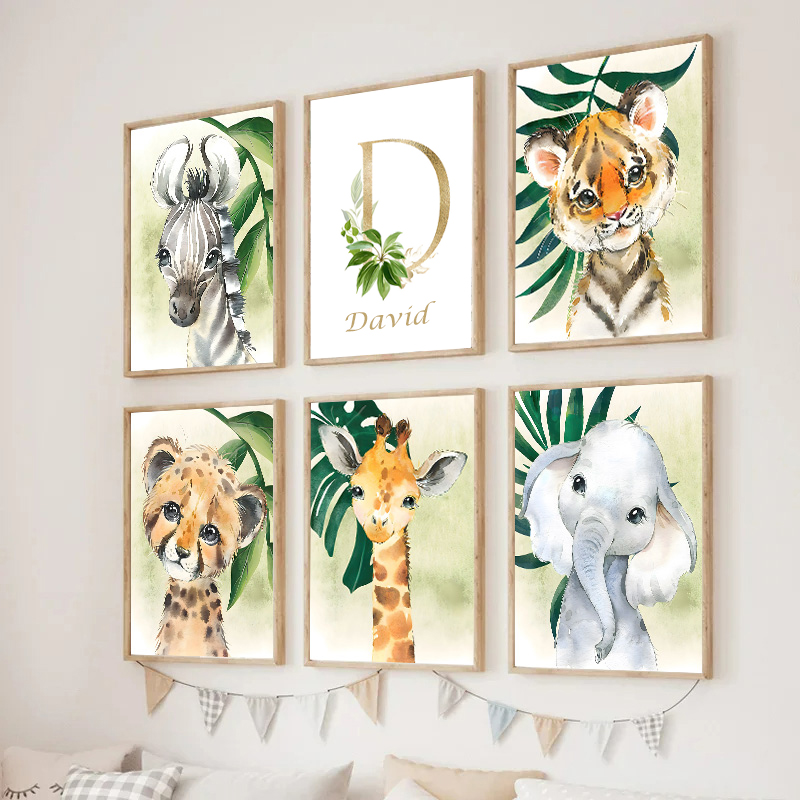 Gold Kids Name Poster Jungle A - Baby Nursery Name Wall Art recensione e prezzo