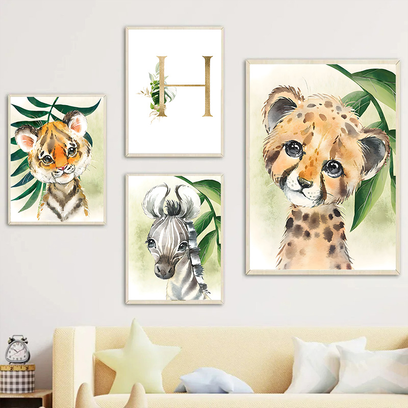 Gold Kids Name Poster Jungle A - Baby Nursery Name Wall Art recensione e prezzo