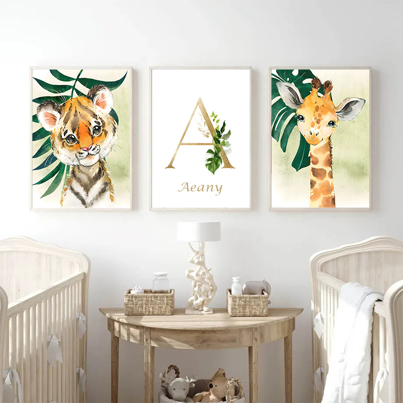 Gold Kids Name Poster Jungle A - Baby Nursery Name Wall Art recensione e prezzo