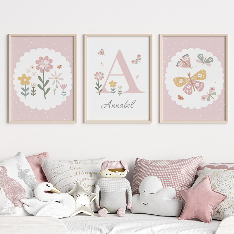 Pink Butterfly Flowers Custom  - Baby Nursery Name Wall Art recensione e prezzo