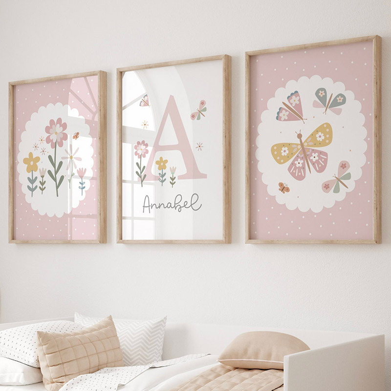 Pink Butterfly Flowers Custom  - Baby Nursery Name Wall Art recensione e prezzo