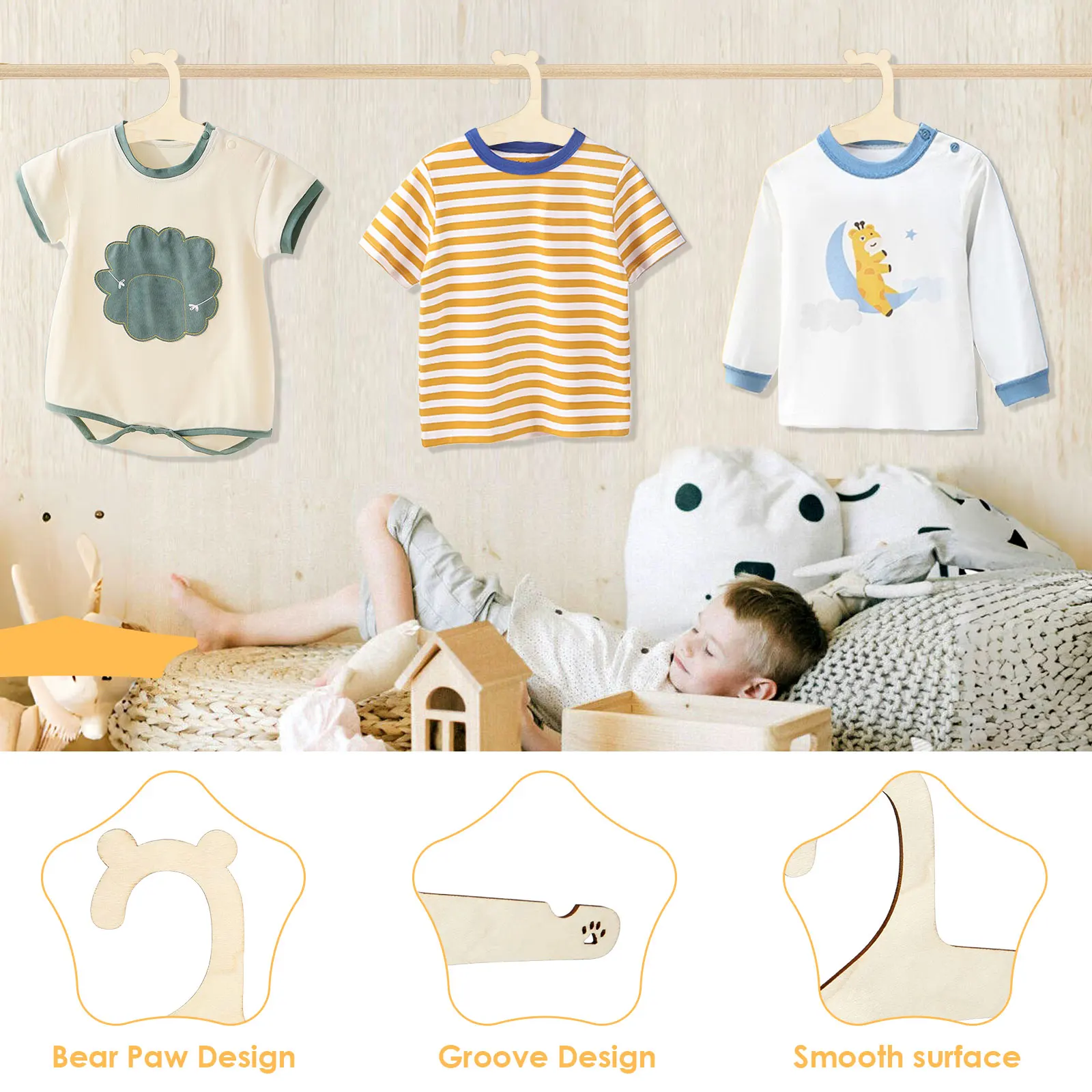 20Pcs Wooden Baby Hangers Smoo - Baby Nursery Uniform recensione e prezzo