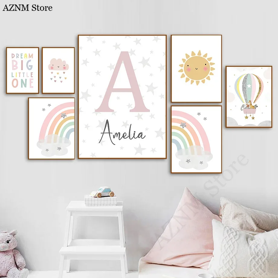 Giraffe Elephant Hot Balloon S - Baby Nursery Name Wall Art recensione e prezzo