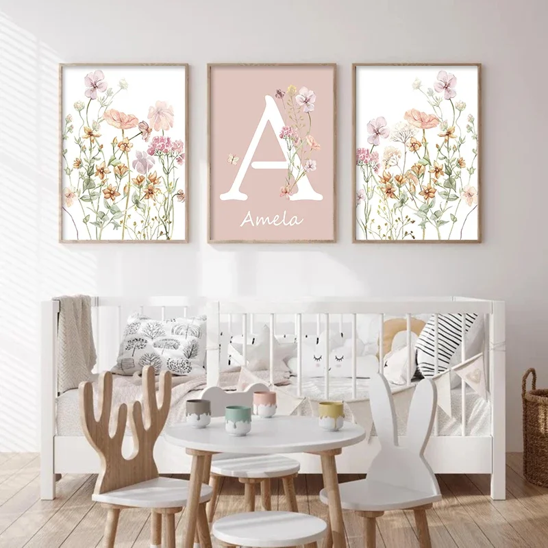Pink Wildflowers Girls Names C - Baby Nursery Name Wall Art recensione e prezzo
