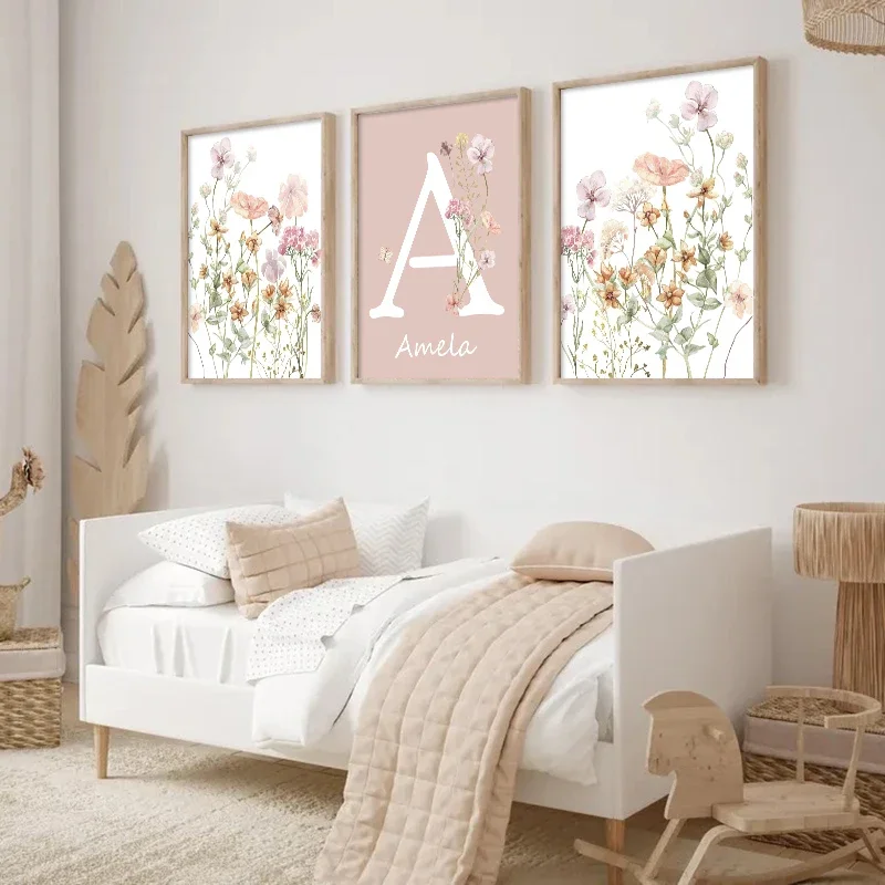 Pink Wildflowers Girls Names C - Baby Nursery Name Wall Art recensione e prezzo