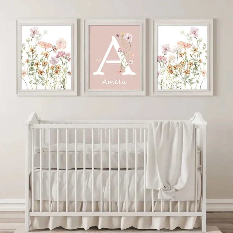 Pink Wildflowers Girls Names C - Baby Nursery Name Wall Art recensione e prezzo