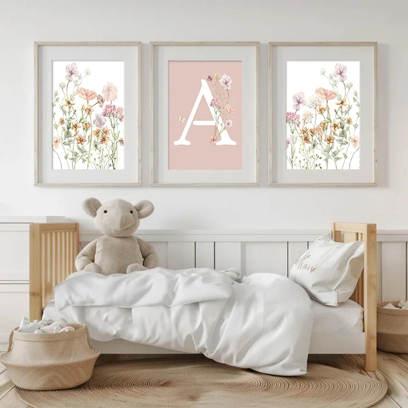 Pink Wildflowers Girls Names C - Baby Nursery Name Wall Art recensione e prezzo